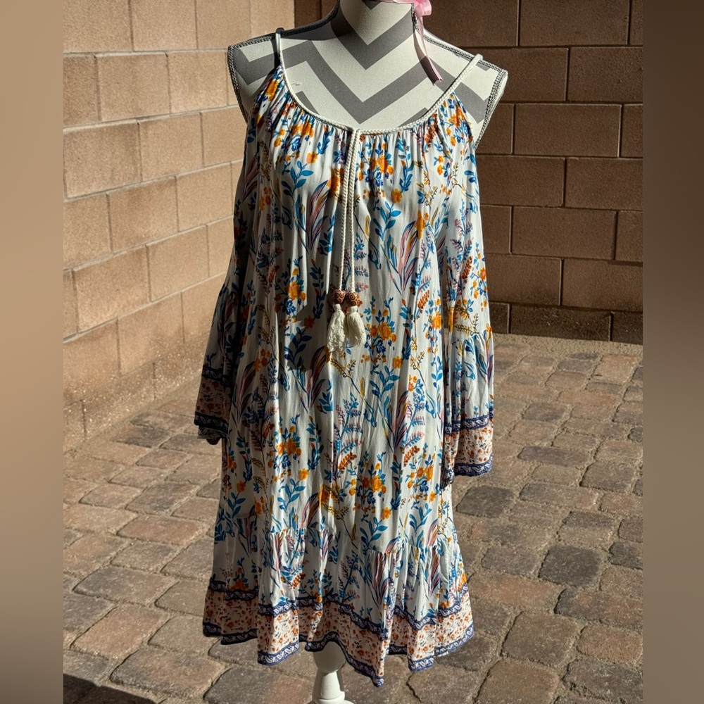 Cold shoulder A line dress.